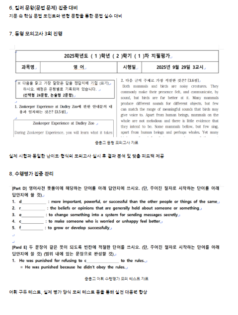 동형 모의고사 · 수행평가 자료 예시